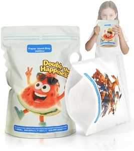 HeyFir Vomit Bags for Car Kids - Waterproof Paper, Dual Zipper Leakproof, Reinforced Wide Edges, Double-Sided Cartoon Design, 2000CC, Stand-Up Base & Carry Handle