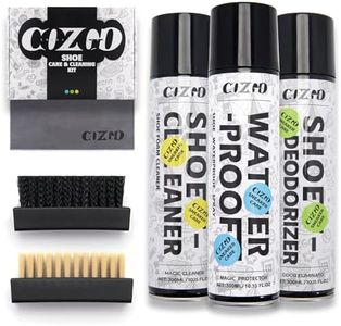 COZGO Protector Waterproof Spray Kit with Sneaker Cleaner Foam, Shoe Waterproof Protector Spray, Shoe Deodorizer Freshener, 2 Brushes and Towel for White Shoe Suede Canvas Fabric Leather PU