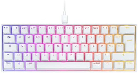 CORSAIR K65 RGB MINI 60 % Clavier de Jeu Filaire Mécanique – Switches Linéaires CHERRY MX RED – Touches PBT Double-Shot – Compatible iCUE – AZERTY FR – PC, Mac, Xbox – Blanc