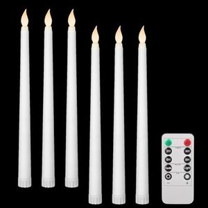 TheaPro LED Candles Flameless Taper Candles Flickering with 10-Key Remote Set of 6 Led Warm 3D Wick Light Window Candles Lights for Christmas Home Wedding Decor