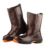 BLACK+DECKER Grain Leather Safety Boot for Men | Double Density | Fiber Toe | Antistatic & Antislip | Camel | BXWB0171IN | Size-05