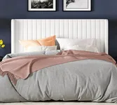 GarveeHome Queen Size Velvet Bed Frame/Vertical Channel Tufted Wingback Headboard