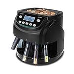 Kolibri KCS-2000 Professional USD Coin Counter Machine, Coin Sorter, Wrapper/Roller | 300 Coins/min, LED Display, Batch Feature | USD Change Counter