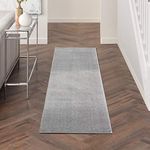 Nourison Essentials Indoor/Outdoor Silver Grey 2'2" x 10' Area Rug, Easy Cleaning, Non Shedding, Bed Room, Living Room, Dining Room, Backyard, Deck, Patio (2x10)