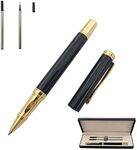 Accod Metal Signature Pen Office Rollerball Pen Business Gift Pen with 2 Refills High-end Gift Box Comfortable Grip Business Ballpoint Pen for Office Family Business Partners (Black)
