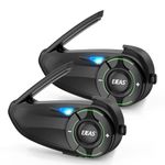 EJEAS Q8 Mesh Bluetooth Communication System Headset with 6 Riders 1000m Group, Music Sharing/CVC Noise Reduction/IP67 Waterproof for Riding/Skiing/Sport/Motorcycle Helmet Intercom(2 Pack)