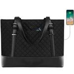 KROSER Laptop Tote bag 15.6 Inch Large Shoulder Bag Lightweight with USB Charging Port Water-repellent Nylon Computer Tote Bag Women