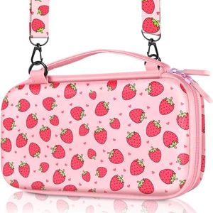 Gurgitat Carrying Case for Nintendo Switch Lite Travel Carry Cases Hard Shell Protective Cover Strap Strawberry Cute Girls Boys Accessories Storage Protector Pouch Bag for Nintendo Switch Lite 2019