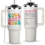 Mothers Day Gifts for Aunt - Cool Aunt Club Coffee Tumbler 40Oz, Best Birthday Aunt Gifts from Niece Nephew, Unique Presents Ideas for First Time & Best Auntie Ever, Funny Aunty Cup with Handle Straw