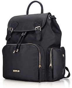 Hafmall Nappy Changing Bag Backpack, Waterproof Stylish Baby Diaper Bag with Insulated Bottle Pockets for Travel (Black)