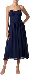Lulus Linda Corset Sweetheart Midi Dress – Boning Bodice Cocktail Dress for Women Navy