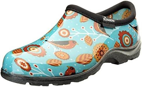 Sloggers Waterproof Garden Shoe for Women – Outdoor Slip-On Rain and Garden Clogs with Premium Comfort Support Insole, (Bird Turquoise), (Size 10)