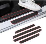 4 PCS Car Door Sill Plate Protectors, Auto Door Entry Guards Sill Scuff Cover Panel Step Protector, PVC Rubber Anti-Scratch Front Rear Door Pedal, Car Accessories for Most Vehicles（Red/White）