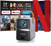 Mini 4K Projector【Netflix Officially & Dolby Audio】25000Lumen FHD 1080P Smart Portable Projector,TOF 1s Focus,WiFi6 Bluetooth 50% Zoom Short Throw Home Cinema Projectors for Bedroom,Outdoor, Kid Gifts