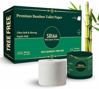 SRIAA Tree-Free 100% Bamboo Premium Toilet Paper-24 Premium Mega Rolls, Ultra Soft & Strong 3-Ply 300 Sheets Per Roll-Eco-Friendly, Plastic-Free, Septic Safe Tissue, We Save Trees.