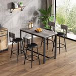 ModernLuxe Breakfast Bar Table and Stools Set, Modern Counter Height Dining Room Sets, Stylish Bar Table and 4 Breakfast Bar Chairs with Soft Cushion, Stylish Table and Chairs Set, Black+Grey