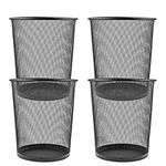 4 Pack Trash Can Mesh Round Open Top Wastebasket - 2.5 Gallon Recycling Bins Garbage Waste Baskets for Office Home