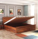 GHROYAL Sheesham Wood Queen Size Kuber Bed with Hydraulic Storage for Bedroom Living Room Home Hotel Furniture Wooden Double Bed Cot Palang for Guest Room (Honey Finish)| 1 Year Warranty