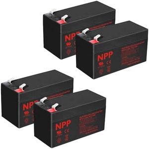 NPP 12V 1.2Ah Rechargeable Battery, NP12-1.2Ah Sealed Lead Acid Batteries Backup for ADI/Ademco 484 Security System, Technacell TC1212 Emergency Light (T1, 4Pcs)