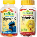 Sesame Street Super Boost Vitamin C Kids Gummy by Webber Naturals, 180 Gummies, 125 mg of Vitamin C & Sesame Street Daily Sunshine Vitamin D3 Kids Gummy by Webber Naturals, 180 Gummies