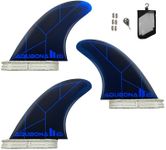 Surfboard Thruster Fins Set Dual Tab Twin Fins Fiberglass Reinforced Polymer Fins with Bag Screws Key Wax Comb for Surfboard Longboard Shortboard Funboard（G6