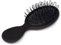 The Hair Shop Mini Black Loop Brush - Salon Professional Grade with Matted Black & Ergonomic Travel Size Design- Small & Safe Detangler Tool for 100% Remy Human and Synthetic Hair Extensions and Wigs