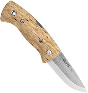HELLE Knives - Kletten - Foldable Knife W/Clip - Birch Wood Handle - Triple Laminated Stainless Steel - Made in Norway