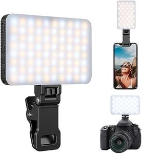King Ma Luce selfie per iPhone, LED clip on telefono 3 modalità di colore luci LED con sensore di luce intelligente, batteria ricaricabile da 2000 mAh luci fotocamera per videoconferenze/TikTok Live