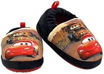 Disney Cars Lightning McQueen Tow Mater Toddler Boys Plush Aline Slipperss (11-12 M US Toddler, Black/Red)