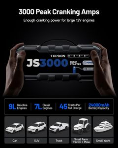 TOPDON JS3000 Portable Jump Starter – 3000A Battery Booster