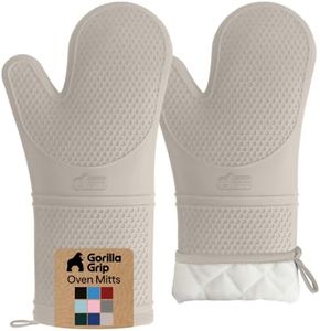 GORILLA GRIP Silicone Oven Mitts, 550F Heat Resistant, 14.5x8.3, Almond