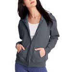 Hanes Women's EcoSmart Full-Zip Hoodie Sweatshirt, Slate Heather, x Large