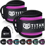 Titan Armour® Ankle Straps for Cable Machines | Gym Cuffs w/Heavy-Duty Steel Double D-Rings & Adjustable Velcro Strap | Lower Body Workouts Inc. Leg Extension, Leg Curl & Glute Kickback | Men & Women