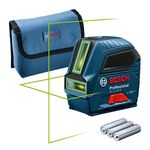 Bosch Professional Laser Level GLL 2-10 G (Green Laser, Working Range: up to 10 m, 3X Batteries AA, Pouch) - Amazon Exclusive