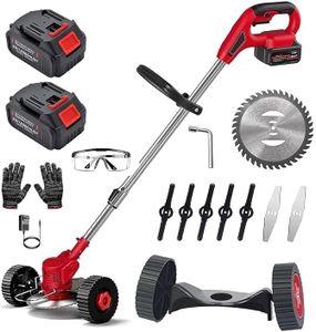 OIRSLLIH Cordless Electric Grass Cutter Machine, Adjustable Height and Portable Garden Lawn Trimmer, Weed Cutting, Hand Grass Weeder for Home Garden, Lawn, Yard-with 2Pcs-48V Chargeable Battery (WE85)