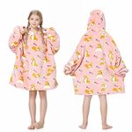 MOKANI Oversized Blanket Hoodie Kids, Wearable Extra Long Blanket for Girls Boys, Super Soft Warm Sweatshirt With Pocket for Children Teens, Long Sleeves, One Size Fits All