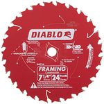 Freud D0724X Diablo 7-1/4-Inch 24 Tooth ATB Carbide Framing Saw Blade with 5/8-Inch and Diamond Knockout Arbor