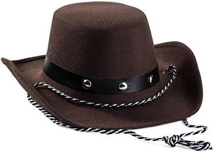 Funny Party Hats Brown Felt Cowboy Hat for Kids and Babies - Western Party Hat - One Size Fits Most