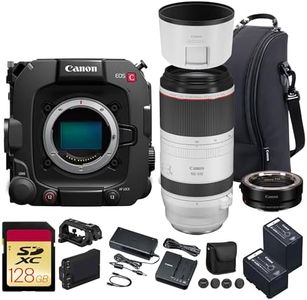 Canon EOS C400 6K Full Frame Cinema Camera with RF Mount, Triple Base ISO, Internal Cinema RAW Light, Compact Design (6388C002) + Canon RF 100-500mm f/4.5-7.1L Lens + 128GB Card + Adapter EF-EOS R