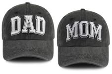 Tbstlumd 2 PCS Dad and Mom Hats for Men Women, Funny Adjustable Embroidered Cotton 2024 Parents Baseball Cap, Dad Mom Black, One Size