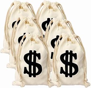 6pack 6.3 x 9 Inches Money Bags money bag prop Money Bag Dollar money bag costume Sign Carrying Sack for Toy Party Favor, Bank Robber Pirate Cowboy Cosplay Theme Party