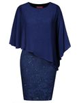 Hanna Nikole Plus Size Lace Cocktail Dresses for Women Elegant Glitter Prom Dress with Overlay Dark Blue 28