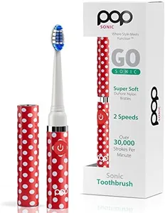 Pop Sonic Electric Toothbrush (Red Dots) - Travel Toothbrushes w/AAA Battery | Kids Electric Toothbrushes with 2 Speed & 15,000-30,000 Strokes/Minute, Dupont Nylon Bristles