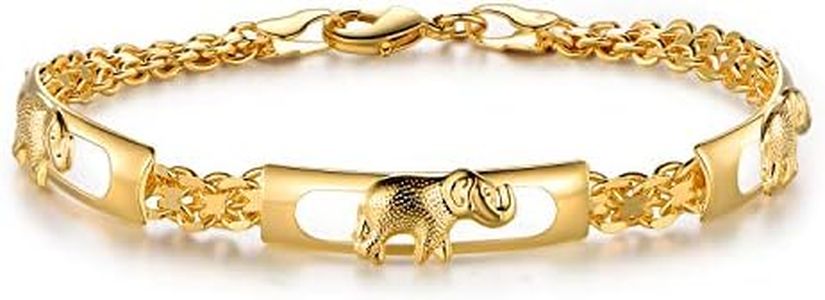 Barzel 18K Gold Plated Elephant Bracelet For Women Elephant Jewelry (Gold BR158)