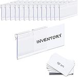 Baoswi Basket Labels Clip On,50PCS Clear Plastic Bin Clip Labels for Baskets,Wire Shelf Price Labels,Labels for Storage Bins,Merchandise Sign Display Holder,50PCS 6X4CM Label Inserts Included