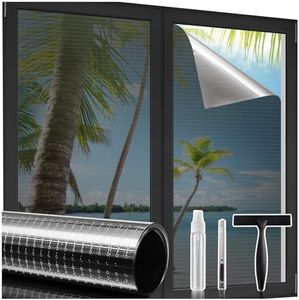 Beautysaid One Way Privacy Window Film See Out Not in Sun Blocking Home Window Tint Reflective Mirror Sun Blocker Anti UV Static Cling Window Covering for House(Tool,17.5 x 78.7 in)