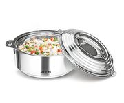 Milton Galaxia 1000 Insulated Stainless Steel Casserole, 1.2 liters, Insulated Thermal Serving Bowl, Keeps Food Hot & Cold for Long Hours, Food Grade, Elegant Hot Pot Food Warmer/Cooler, Silver