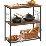 VASAGLE Kitchen Island, Microwave Oven Stand, Kitchen Shelf, Baker’s Rack, Rustic Brown UKKI002B01