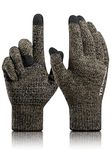 Running Gloves, TRENDOUX Winter Touch Screen Glove for Men Women - Anti-slip Grip - Thermal Lining - Knit Soft Material - Elastic Cuff - Driving Texting Work Outdoor Glove Hands Warm - Black Khaki - M