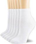 6 Pack Women's Running Sports Ankle Cotton Athletic with Thick Cushioned Performance Breathable Socks White 9-11